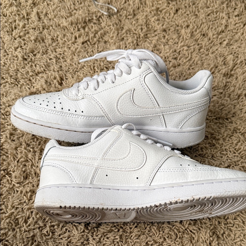 Nike All-White Low-Top Leather Sneakers